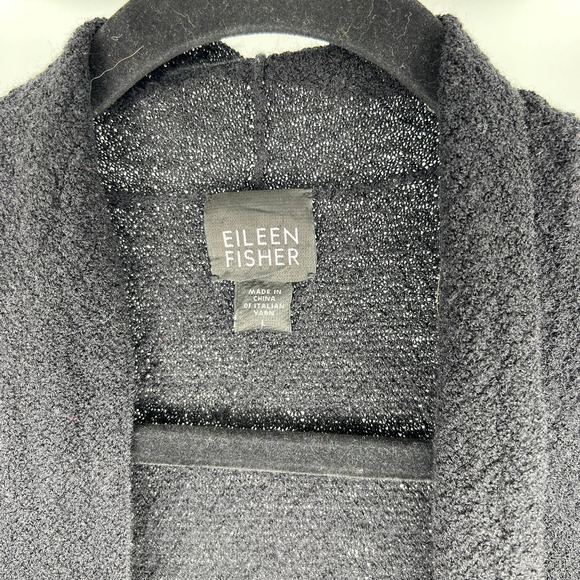 Eileen Fisher Black Wool Drape Vest Large - Picture 4 of 4